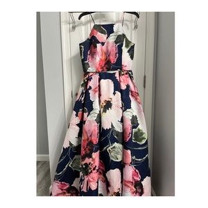 Floral Halter Prom Dress